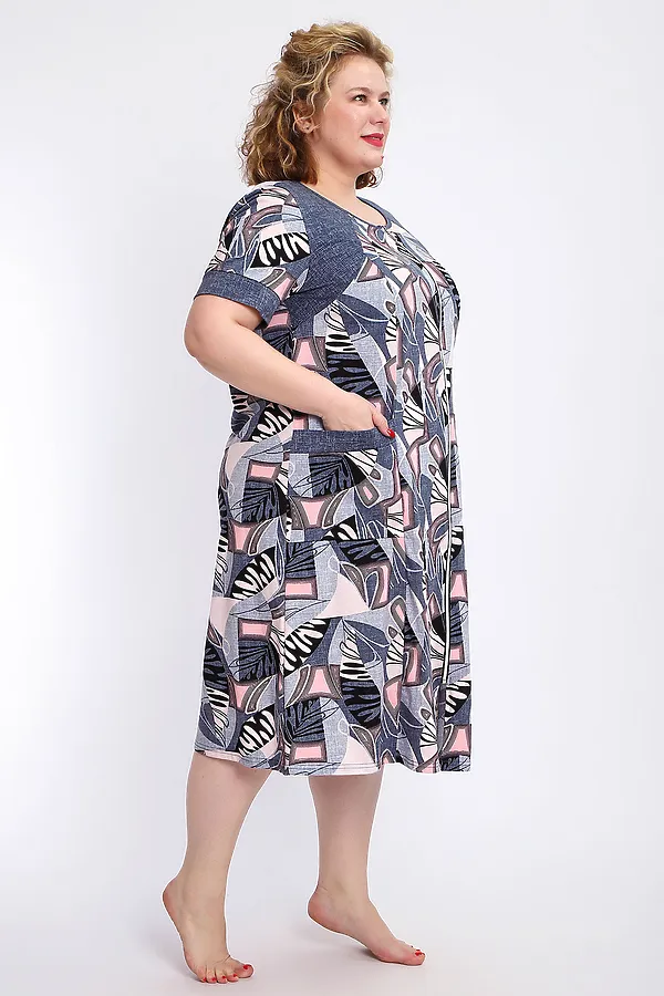 Халат 004 домашний НАТАЛИ, розовый веер - фото 2