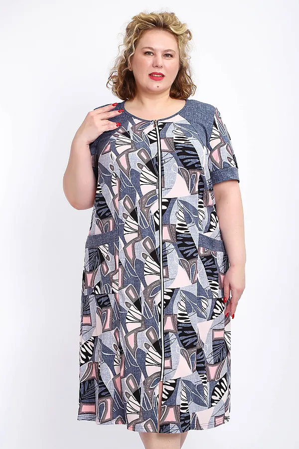 Халат 004 домашний НАТАЛИ, розовый веер - фото 2