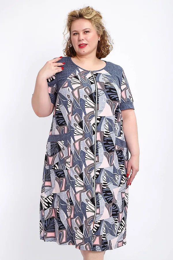 Халат 004 домашний НАТАЛИ, розовый веер - фото 2