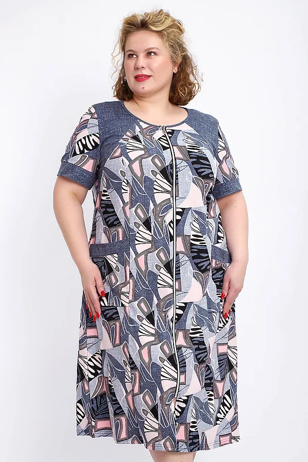 Халат 004 домашний НАТАЛИ, розовый веер - фото 2