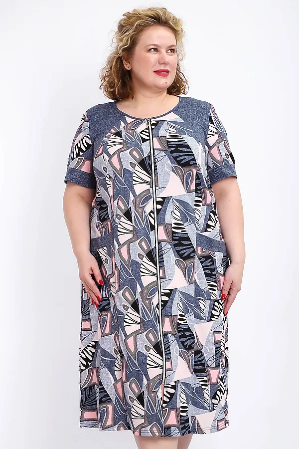 Халат 004 домашний НАТАЛИ, розовый веер - фото 2