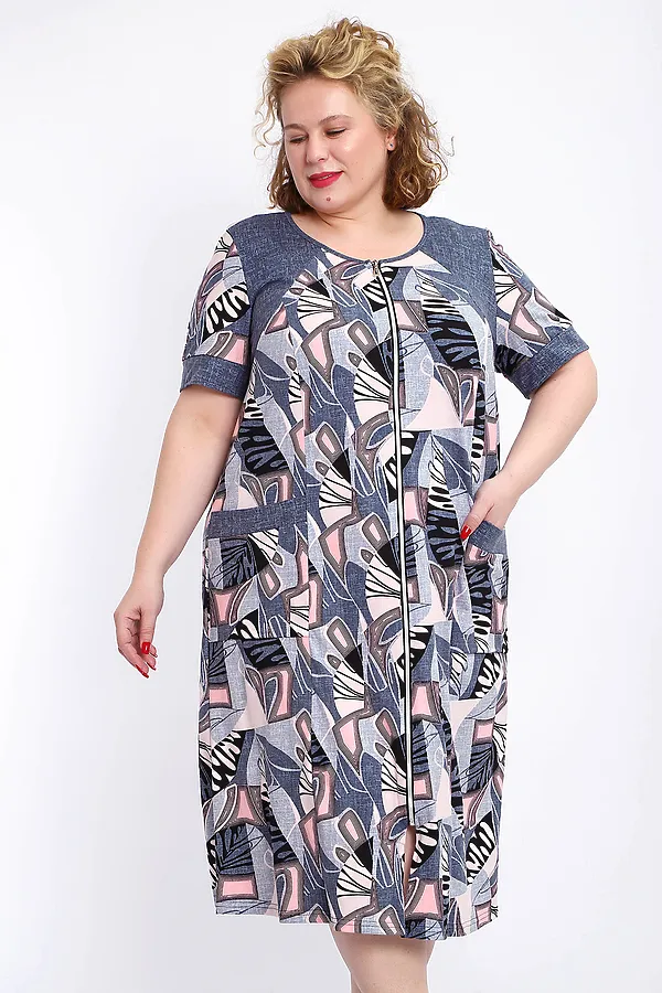 Халат 004 домашний НАТАЛИ, розовый веер - фото 2