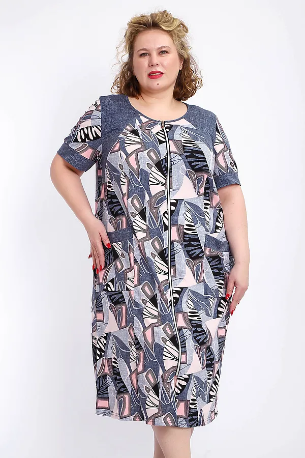 Халат 004 домашний НАТАЛИ, розовый веер - фото 2