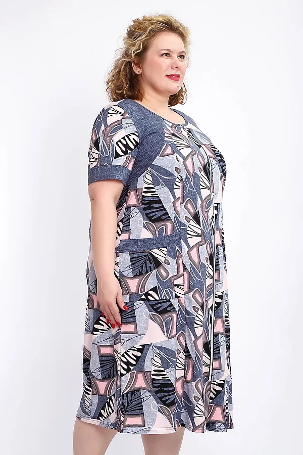 Халат 004 домашний НАТАЛИ, розовый веер - фото 2