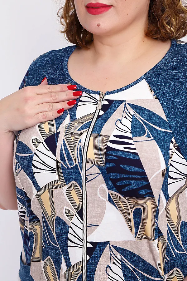 Халат 004 домашний НАТАЛИ, синий веер - фото 2