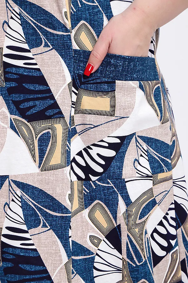 Халат 004 домашний НАТАЛИ, синий веер - фото 2