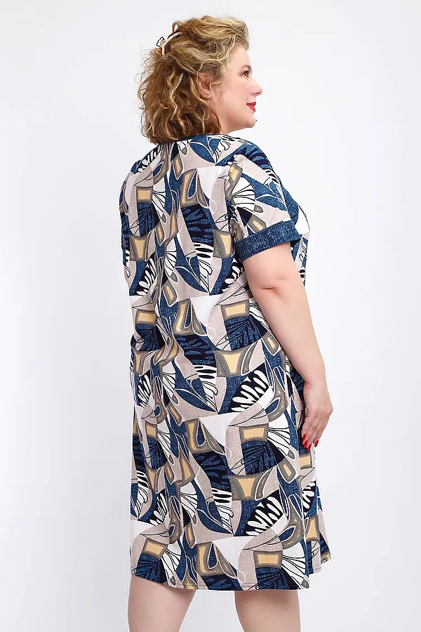 Халат 004 домашний НАТАЛИ, синий веер - фото 2