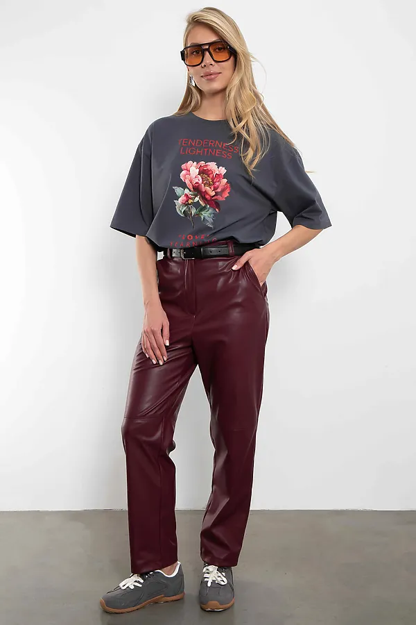 Футболка женская с оверсайз Пион KOSMOS, графит - фото 2