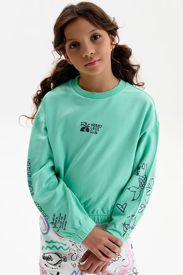 Толстовка для девочек PELICAN, ментол - фото 2