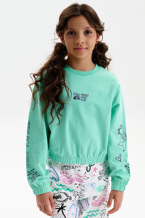 Толстовка для девочек PELICAN, ментол - фото 2