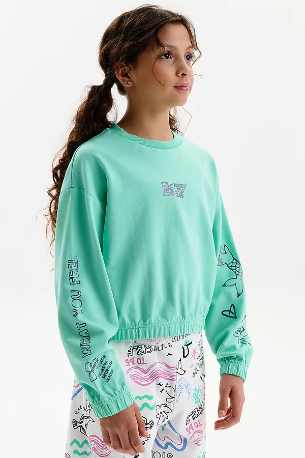 Толстовка для девочек PELICAN, ментол - фото 2