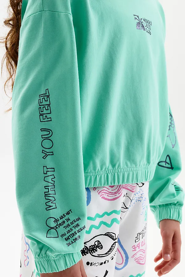 Толстовка для девочек PELICAN, ментол - фото 2