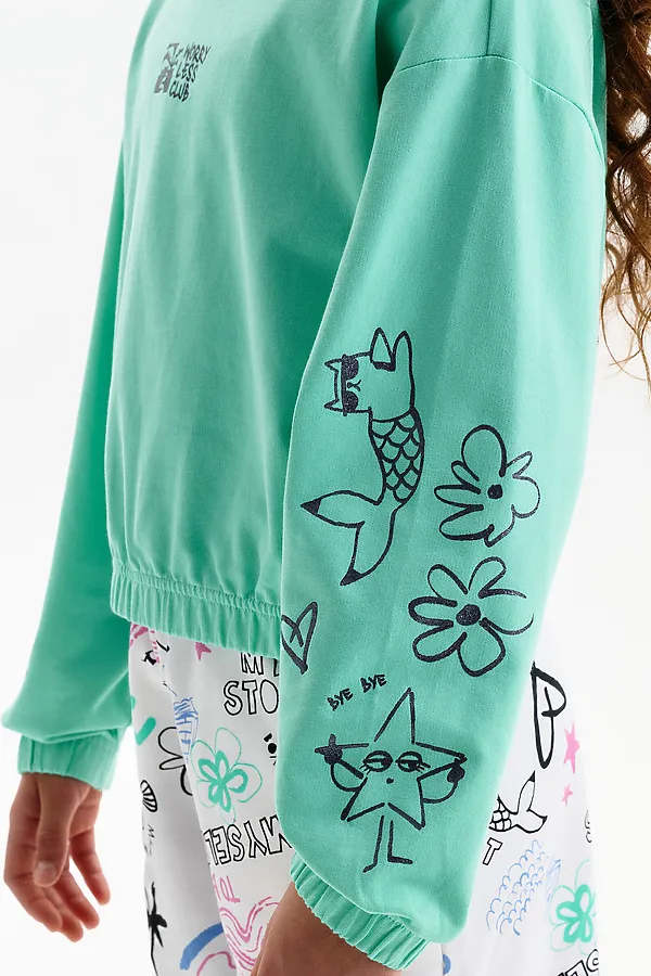 Толстовка для девочек PELICAN, ментол - фото 2