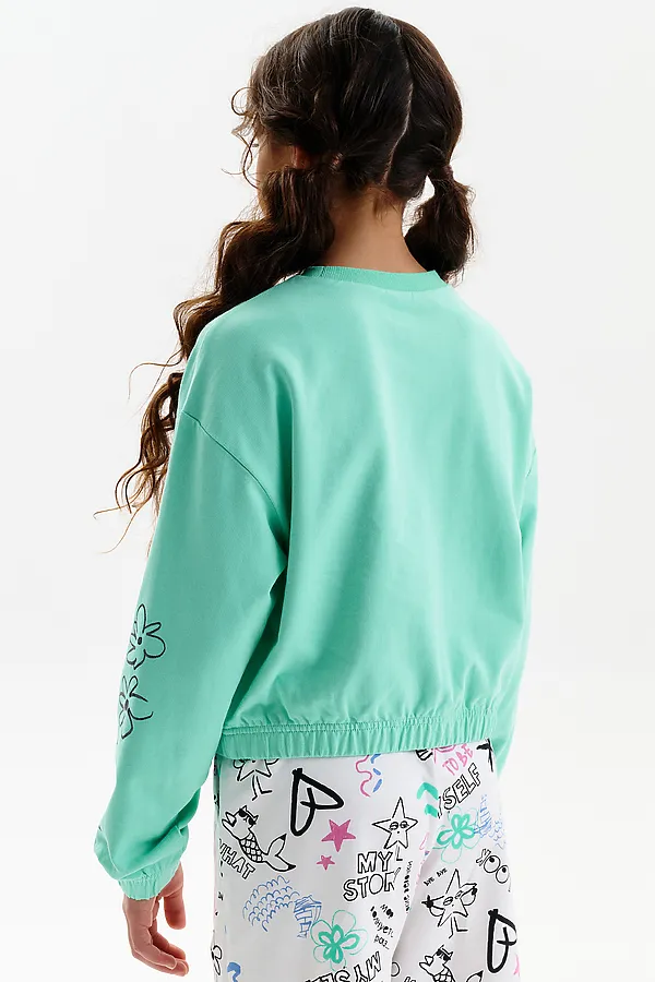 Толстовка для девочек PELICAN, ментол - фото 2