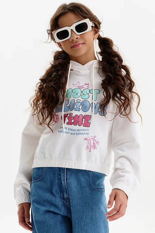 Толстовка для девочек PELICAN, молочный - фото 2