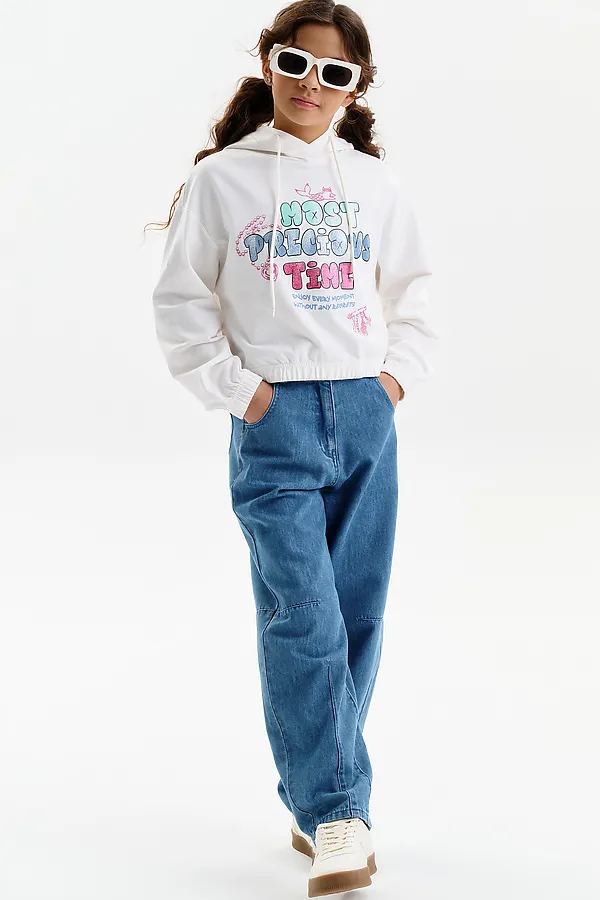 Толстовка для девочек PELICAN, молочный - фото 2