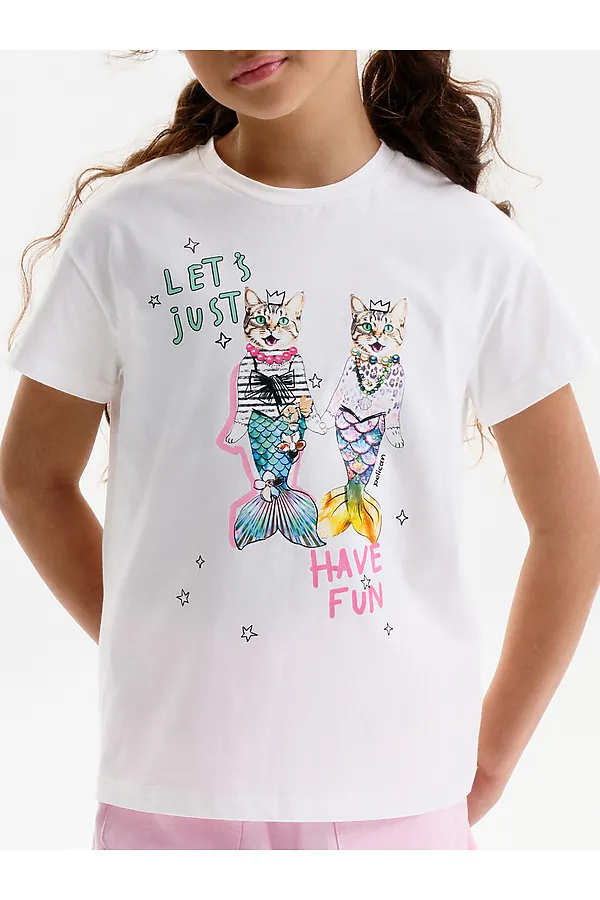 Футболка для девочек PELICAN, молочный - фото 2