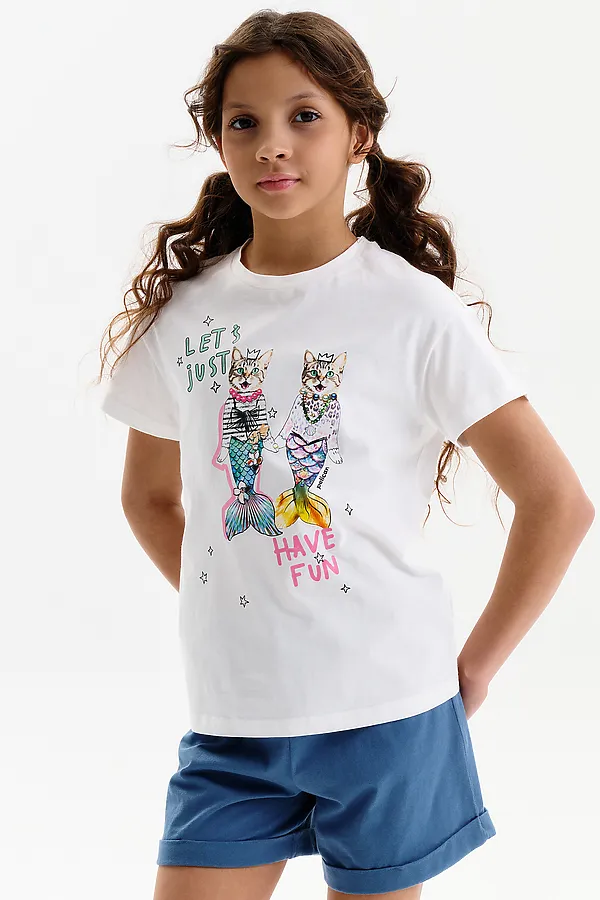 Футболка для девочек PELICAN, молочный - фото 2