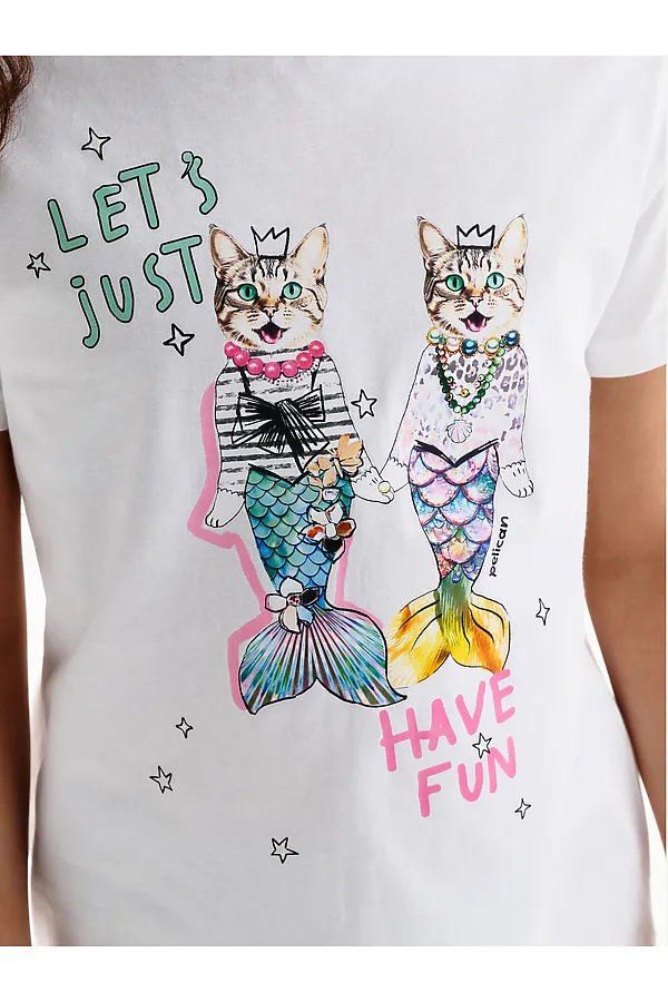 Футболка для девочек PELICAN, молочный - фото 2