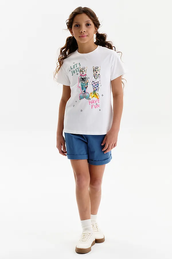 Футболка для девочек PELICAN, молочный - фото 2