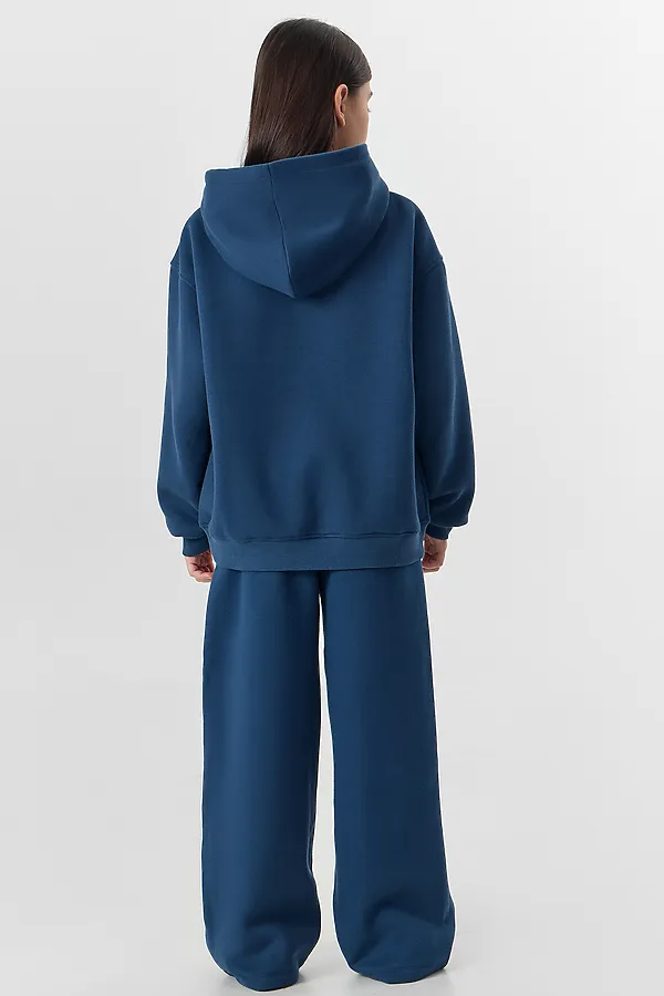 Комплект для девочек (худи, брюки) MARK FORMELLE, синий +печать - фото 2
