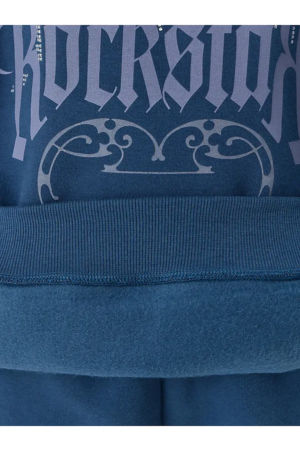 Комплект для девочек (худи, брюки) MARK FORMELLE, синий +печать - фото 2