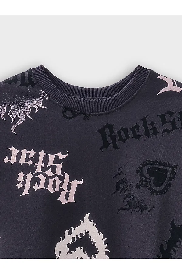 Свитшот для девочек MARK FORMELLE, рок стар на сером - фото 2