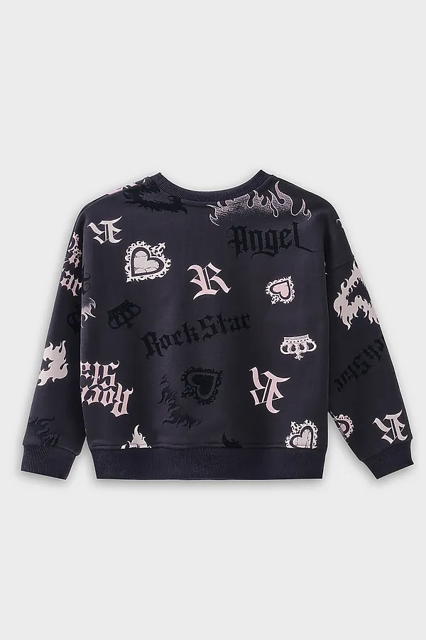 Свитшот для девочек MARK FORMELLE, рок стар на сером - фото 2