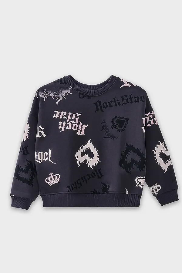 Свитшот для девочек MARK FORMELLE, рок стар на сером - фото 2