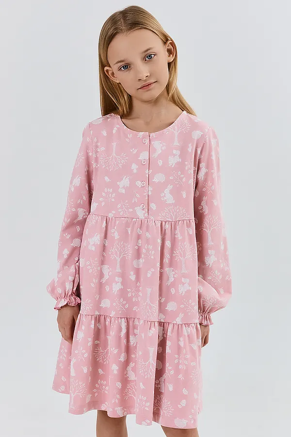 Платье MARK FORMELLE, лесные животные на п.розовом - фото 2