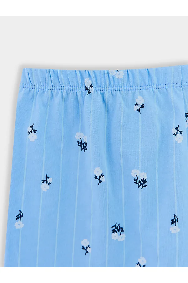 Комплект для девочек (рубашка, шорты) MARK FORMELLE, цветы на голубой полоске - фото 2