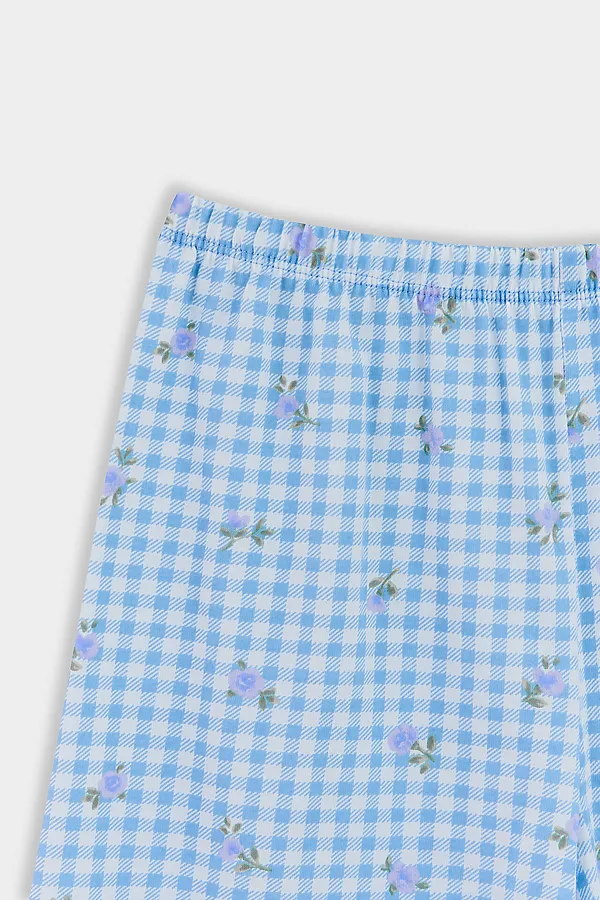 Комплект для девочек (рубашка, шорты) MARK FORMELLE, голубая клетка с цветами - фото 2