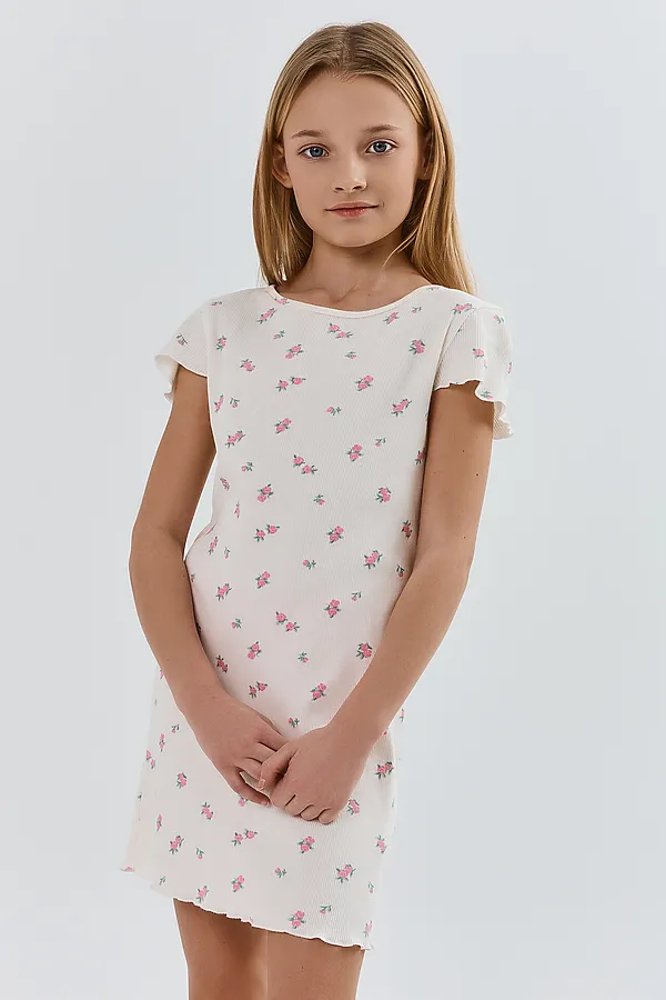 Сорочка ночная для девочек MARK FORMELLE, цветы на молочном1 - фото 2