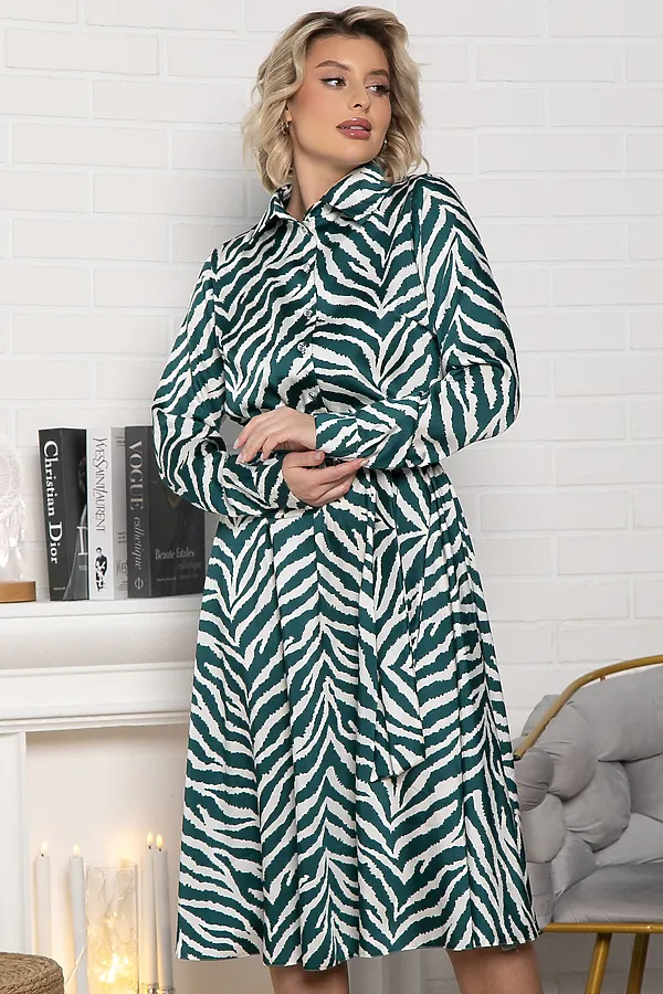 Платье Морена LADY TAIGA, бело-зеленое - фото 2