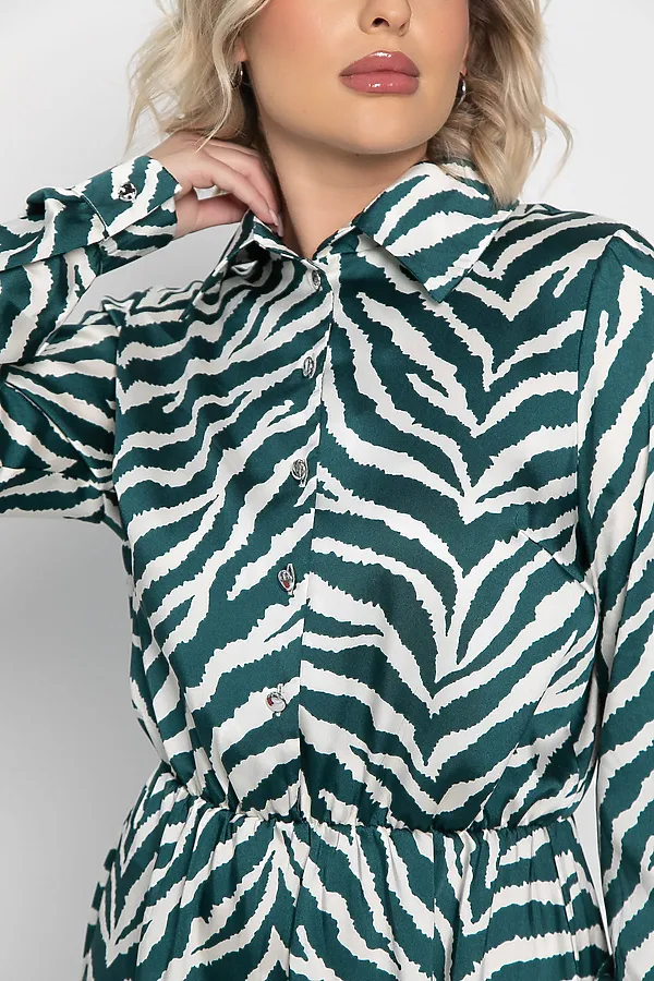 Платье Морена LADY TAIGA, бело-зеленое - фото 2