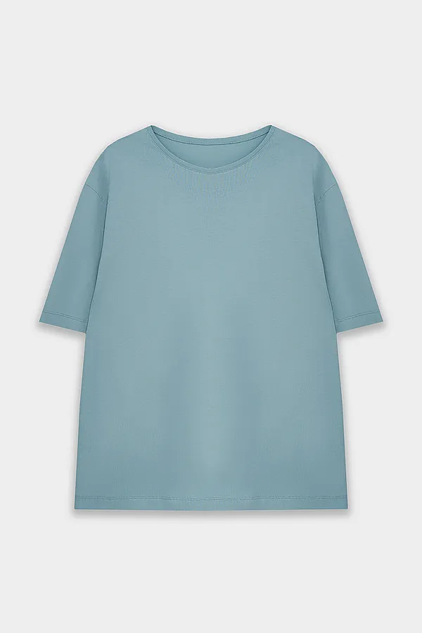 Комплект женский (футболка, бриджи) MARK FORMELLE, св.шалфей +цветы на молочном - фото 2