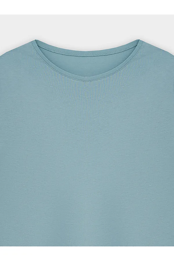 Комплект женский (футболка, бриджи) MARK FORMELLE, св.шалфей +цветы на молочном - фото 2