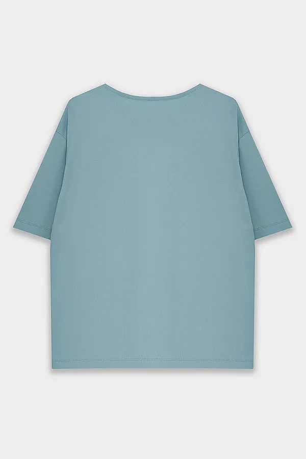 Комплект женский (футболка, бриджи) MARK FORMELLE, св.шалфей +цветы на молочном - фото 2