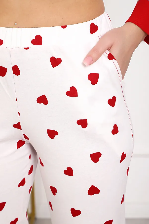 Пижама с брюками 18062 НАТАЛИ, белый сердечки - фото 2