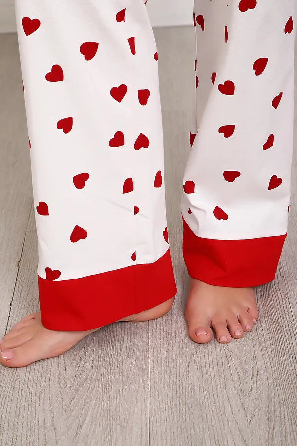 Пижама с брюками 18062 НАТАЛИ, белый сердечки - фото 2