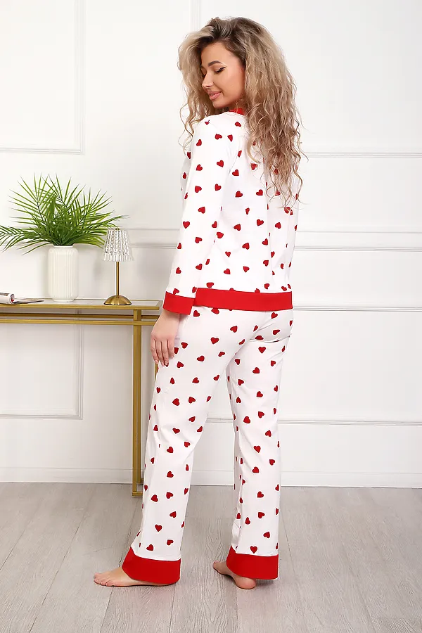 Пижама с брюками 18062 НАТАЛИ, белый сердечки - фото 2