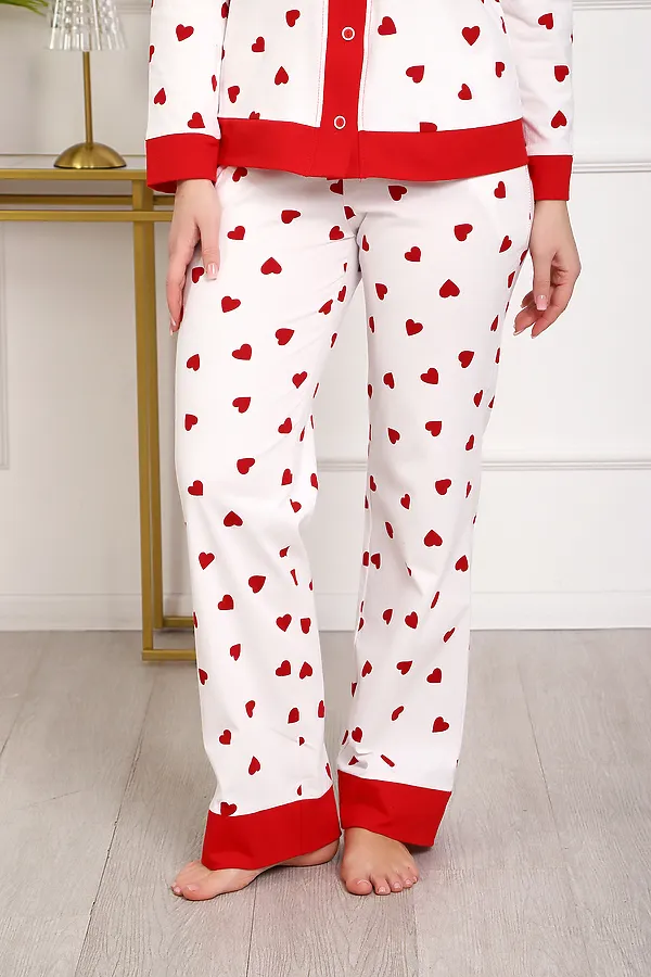 Пижама с брюками 18062 НАТАЛИ, белый сердечки - фото 2