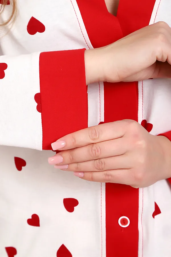 Пижама с брюками 18062 НАТАЛИ, белый сердечки - фото 2