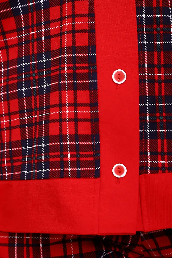 Пижама с брюками 18062 НАТАЛИ, красный/клетка - фото 2