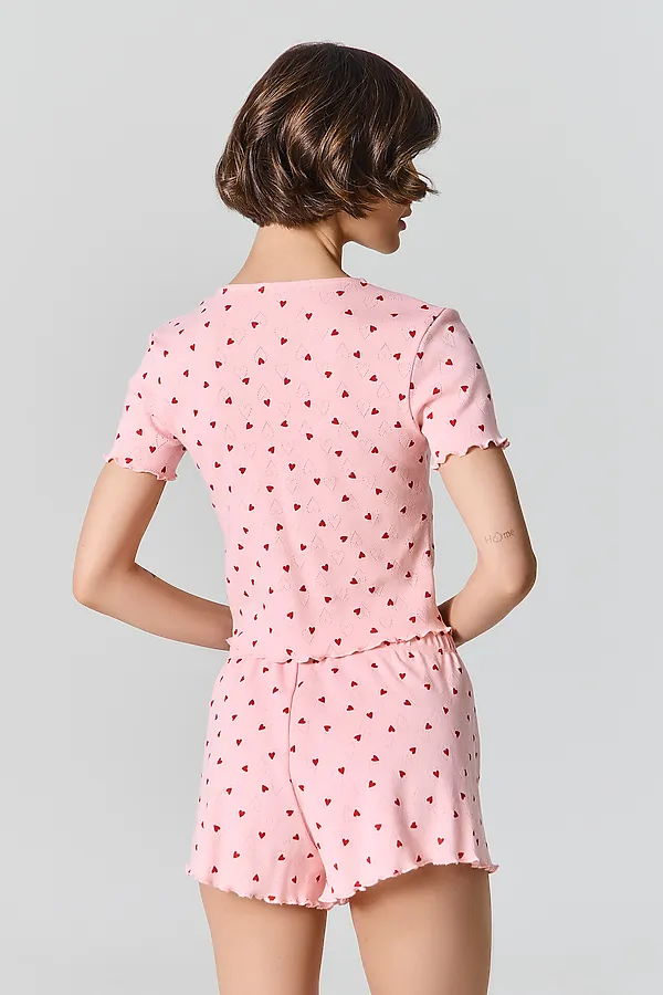 Комплект женский (блуза, шорты) MARK FORMELLE, сердца на розовом - фото 2