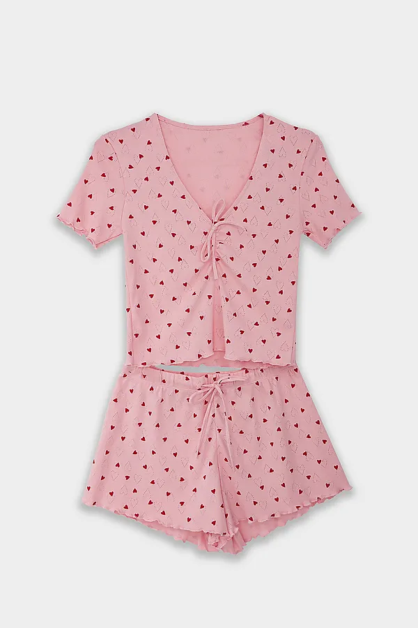 Комплект женский (блуза, шорты) MARK FORMELLE, сердца на розовом - фото 2