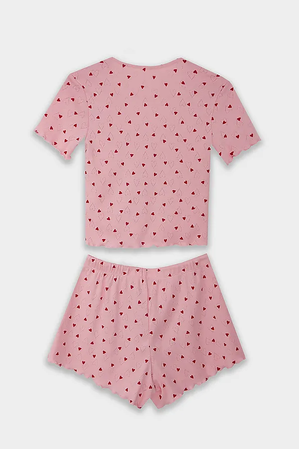 Комплект женский (блуза, шорты) MARK FORMELLE, сердца на розовом - фото 2
