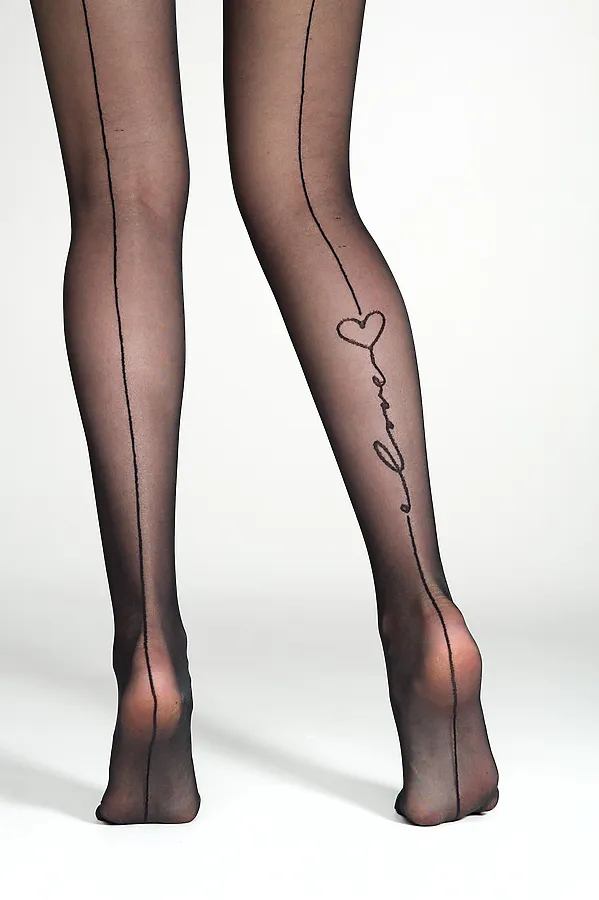CONTE Колготки с имитацией шва и надписью «Love» CONTE ELEGANT, nero - фото 2