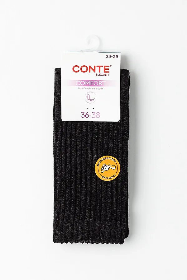 CONTE COMFORT Тёплые носки из хлопка с махровой стопой CONTE ELEGANT, черный - фото 2
