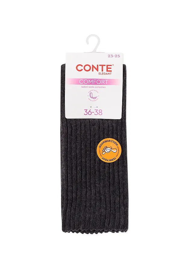 CONTE COMFORT Носки женские (махровая стопа) CONTE ELEGANT, темно-серый - фото 2